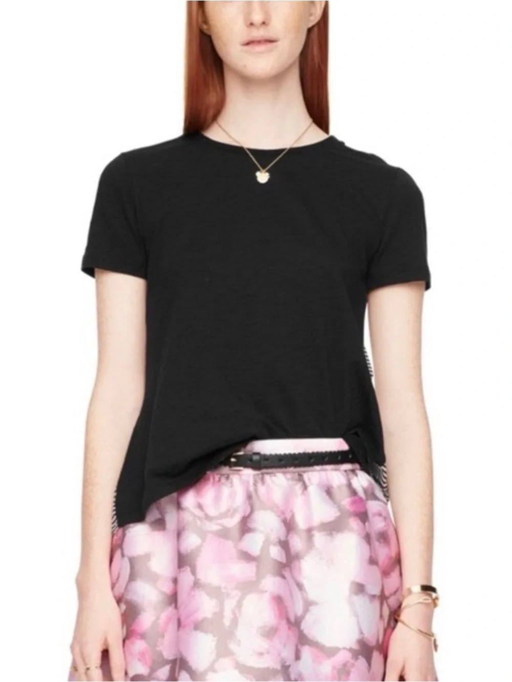Kate Spade Broome Street Striped Black & White Peplum Top